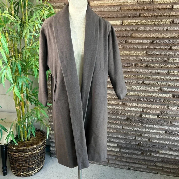 Vintage 60s Fawn Wool Blend Open Drape Swing Coat - Picture 1 of 8